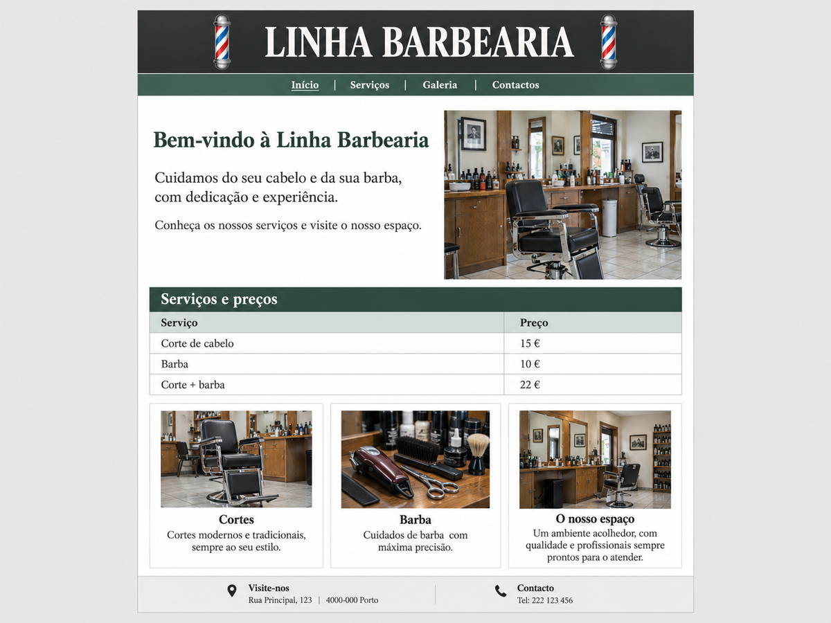 Before: traditional website concept for Linha Barbearia